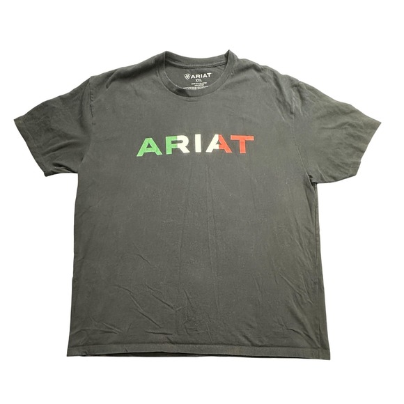 Ariat Shirt Mens 2XL Black Mexico Flag Graphic Short Sleeve Crewneck Western - Picture 1 of 10